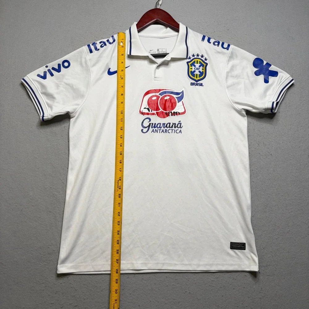 Nike Brazil CBF Training Polo Men L White Brasil Soccer Sagreno 30 Dri-FIT Shirt
